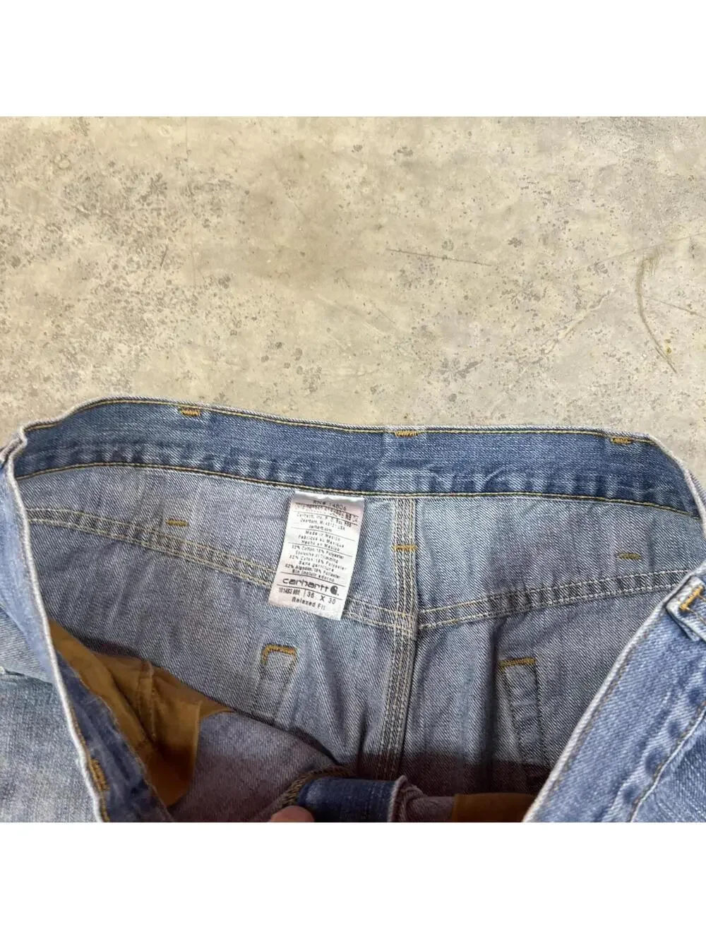 vintage carhartt faded blue relaxed baggy fit jeans size 36 x 30